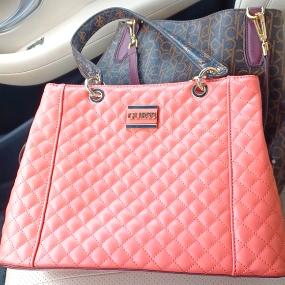 Guess Pink quilted purse, new, 13"×9"x6" - Picture 1 of 10